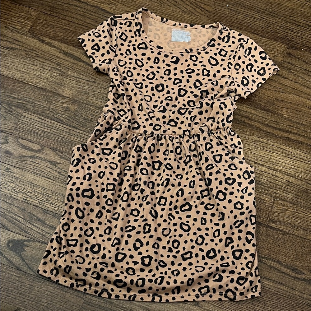 Cat & Jack Tan and Black Leopard Print Kids Dress